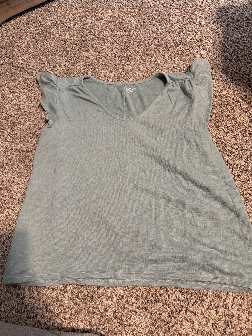 LOFT Sage Green Flutter Sleeve Short Sleeve Top